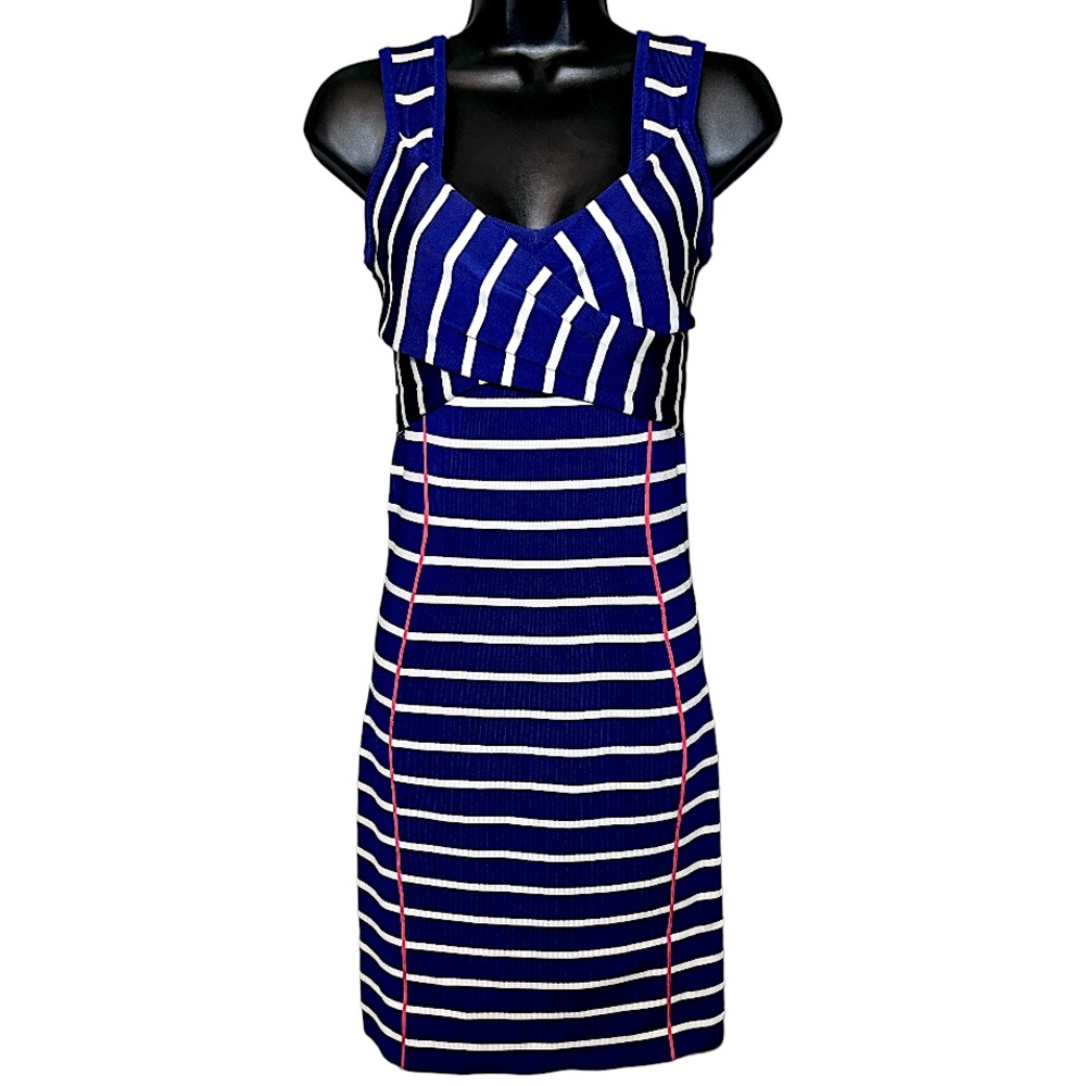 Jessica Simpson Navy Blue & White Striped Dress